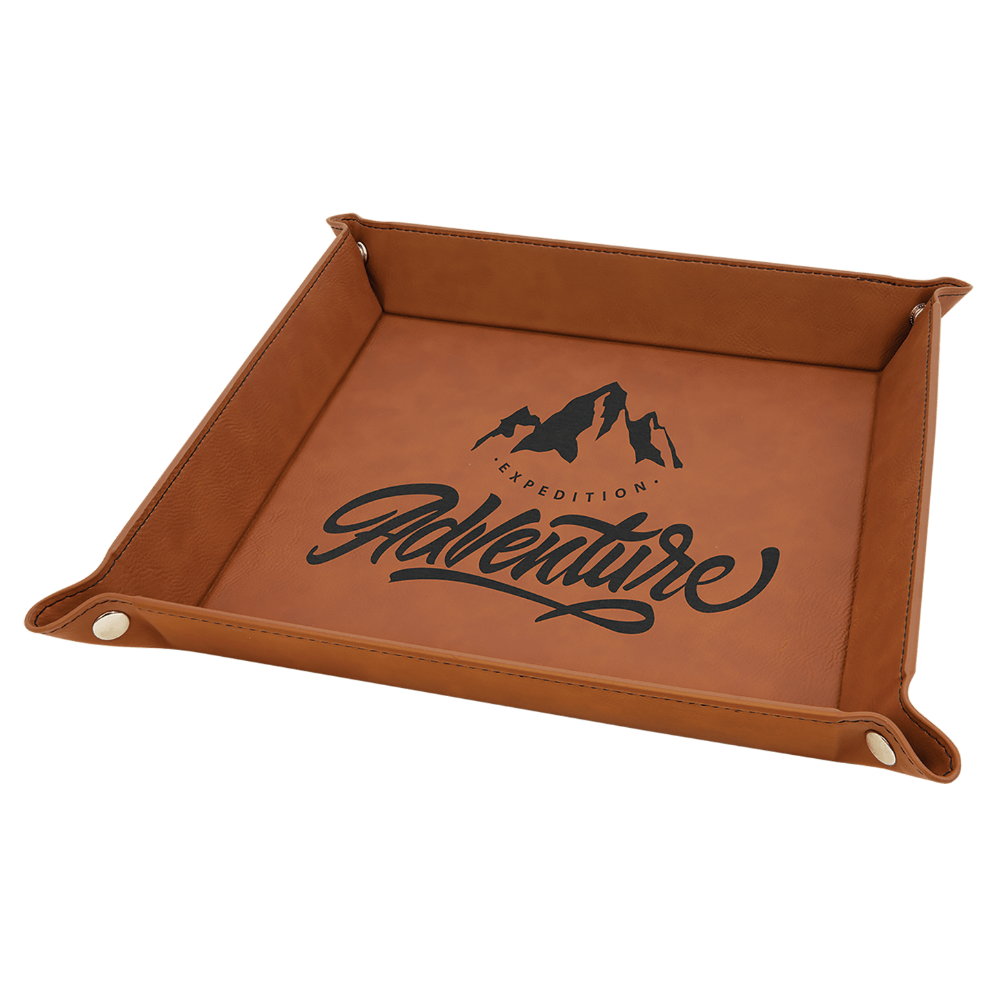 6" x 6" Black/Gold Leatherette Snap Up Tray with Gold Snaps