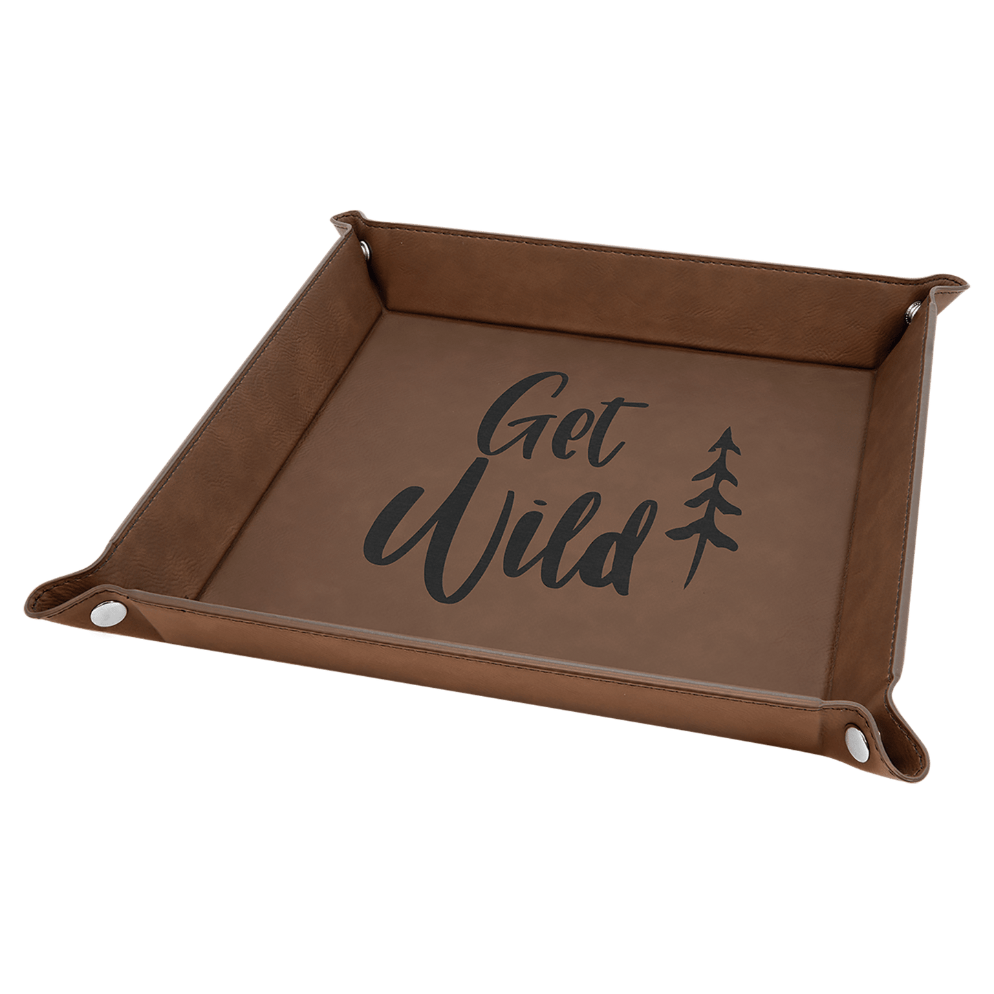 6" x 6" Black/Gold Leatherette Snap Up Tray with Gold Snaps