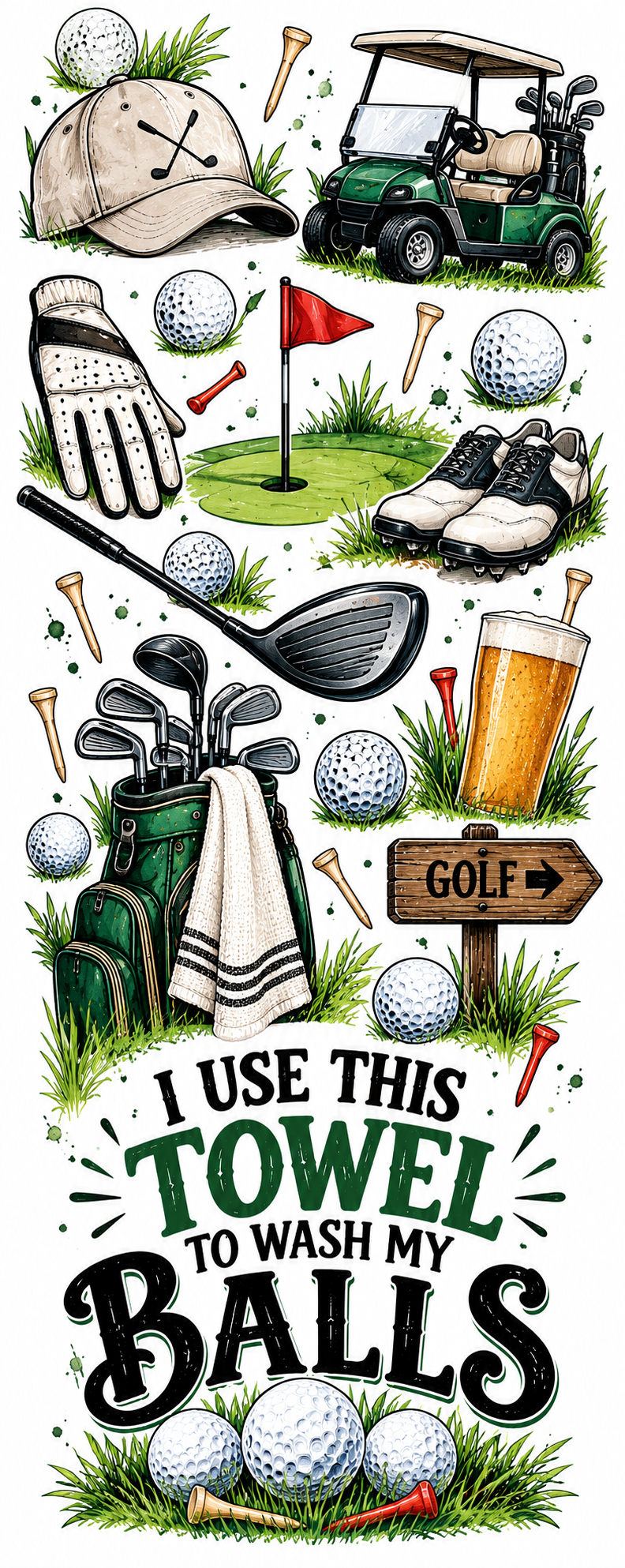 I Use This Towel to Wash My Balls Golf Towel with Hook | Golfers