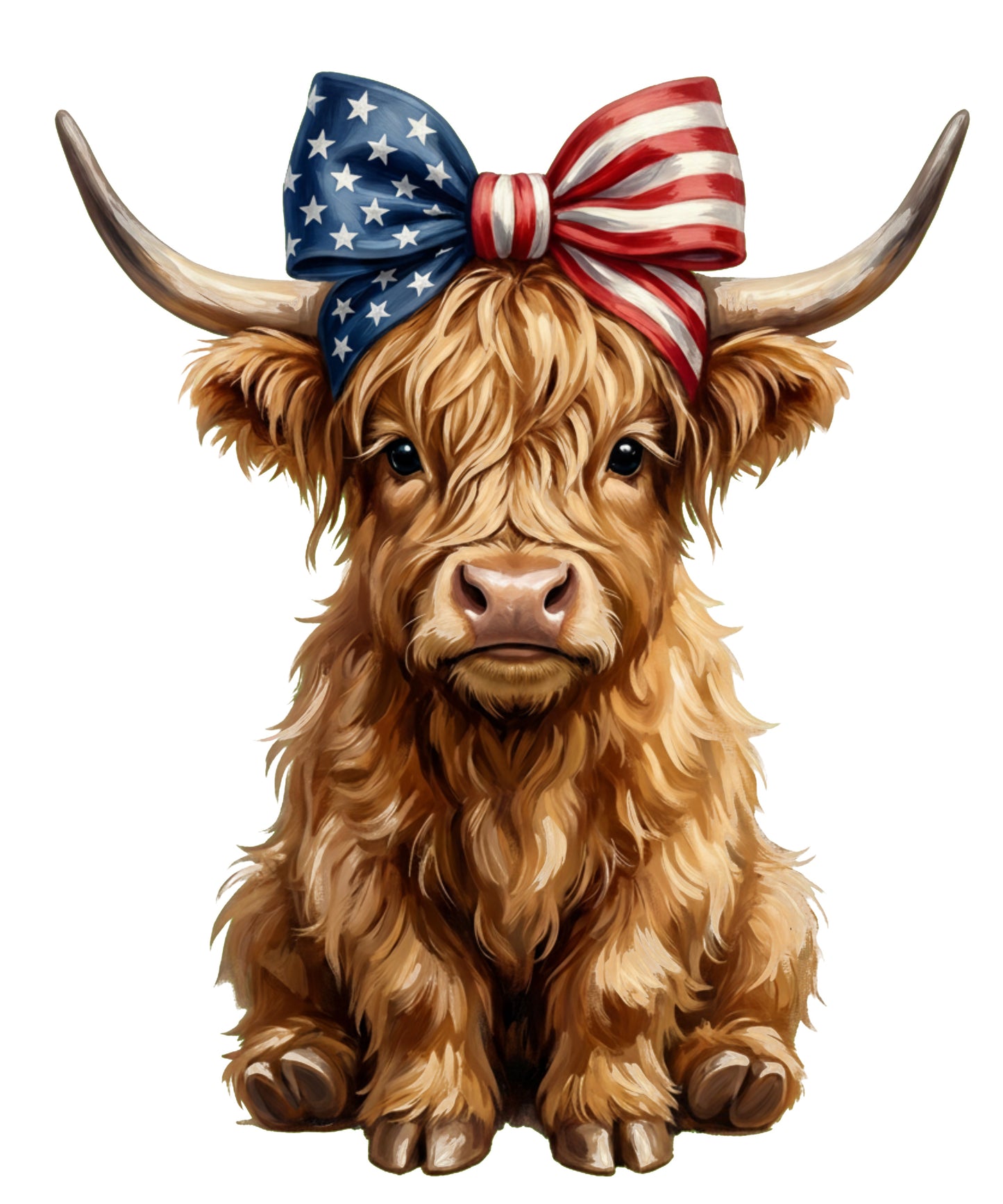 USA Highland Cow with Bow Kitchen Towel
