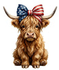 USA Highland Cow with Bow Kitchen Towel