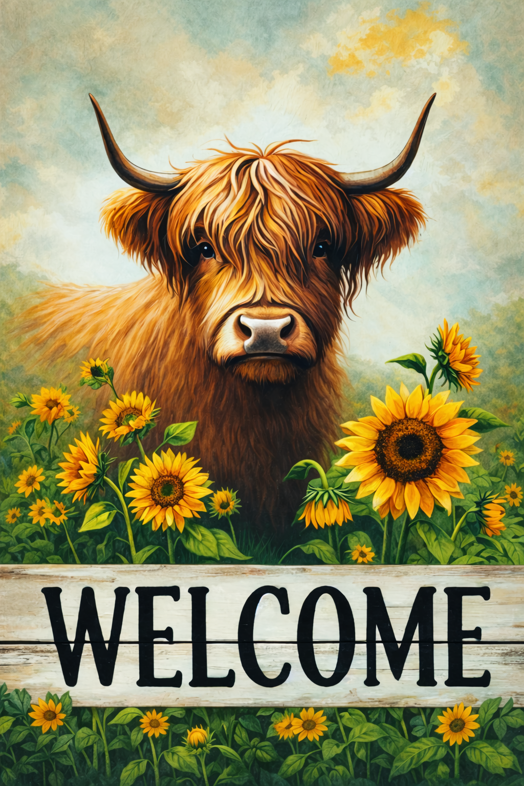 Highland Cow Welcome Garden Flag