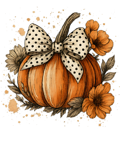 Polka-Dot Bow Pumpkin Kitchen Towel | Fall Decor