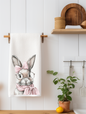 Pink Poka Dot Bunny Kitchen Towel