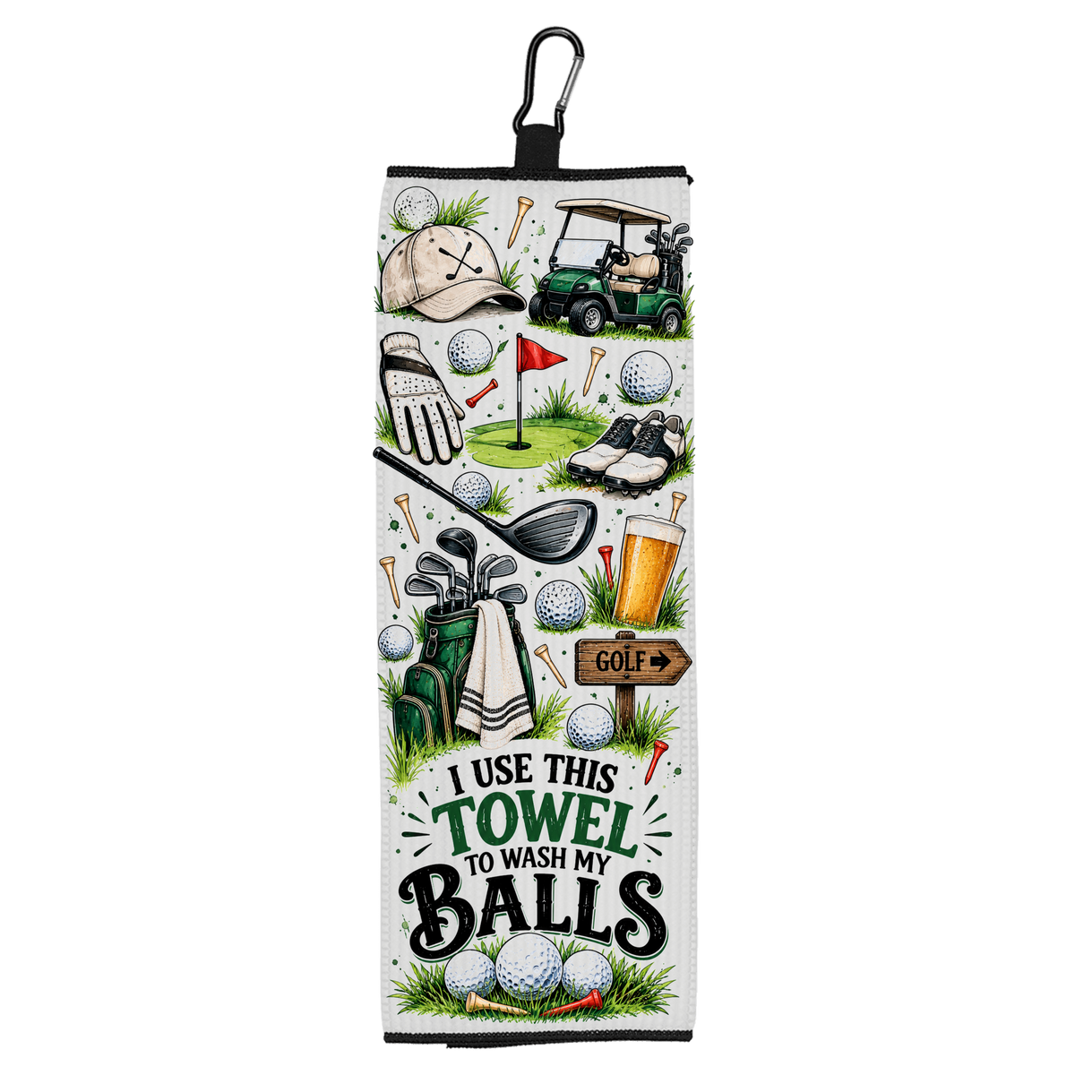 I Use This Towel to Wash My Balls Golf Towel with Hook | Golfers