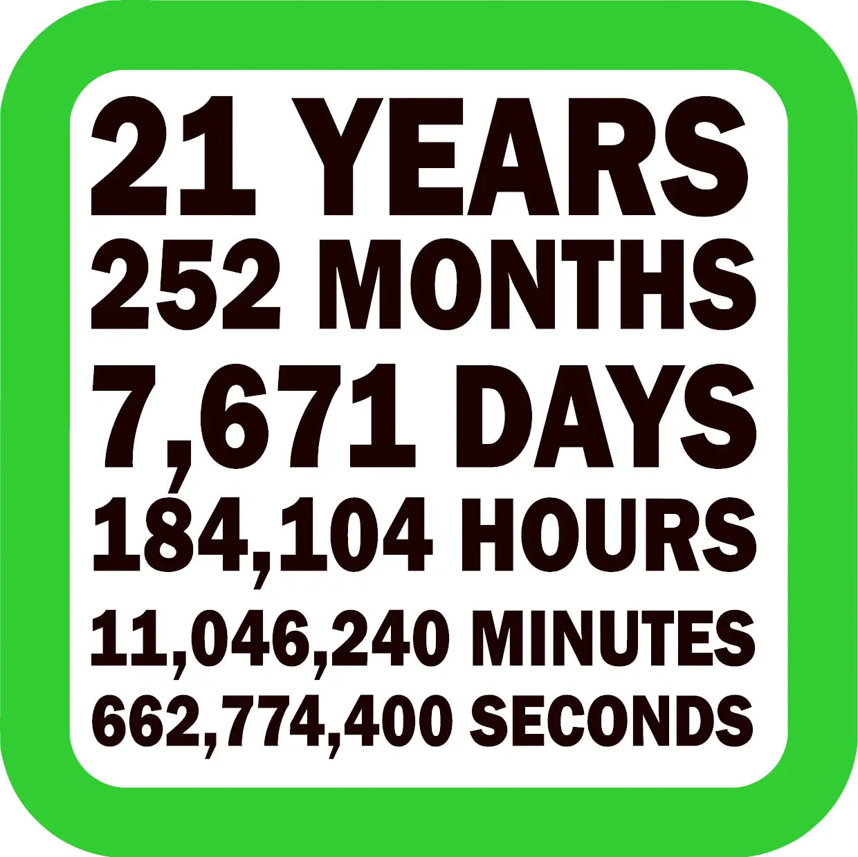 Celebrating 21 years Coaster image 0