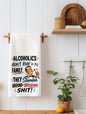 Alcoholics Don't Run in My Family Funny Kitchen Towel | Adult Humor