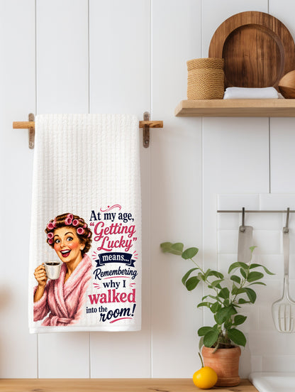 Getting Lucky at My Age | Funny Age Kitchen Towel