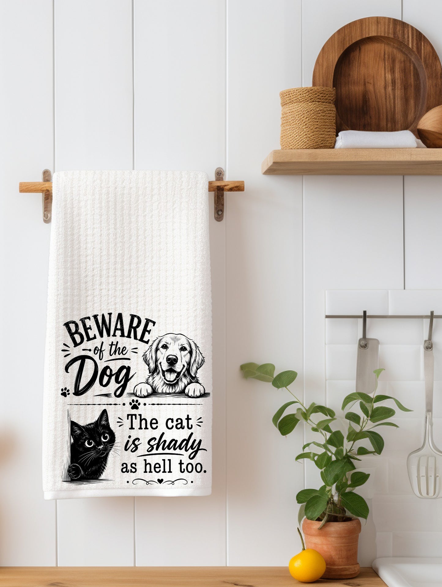Beware of Dog Funny Pet Kitchen Towel | Pet Lover Gift