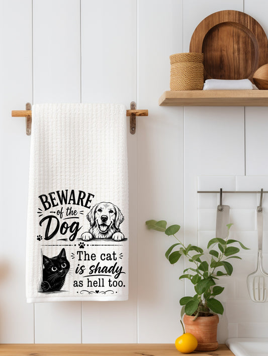 Beware of Dog Funny Pet Kitchen Towel | Pet Lover Gift