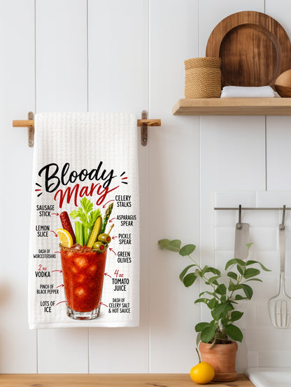 Bloody Mary Recipe Kitchen Towel | Booze Lover Gift | Bar Decor