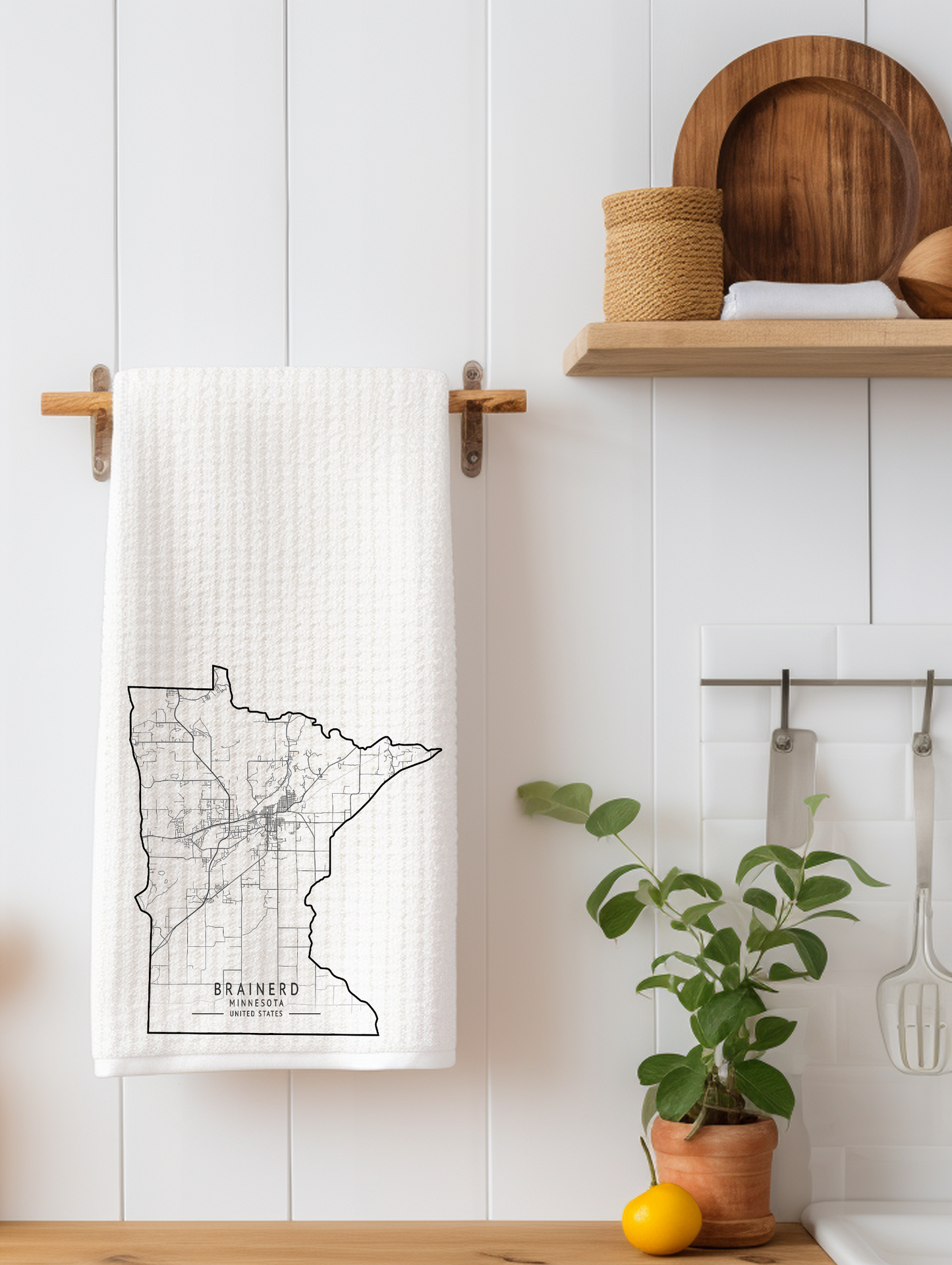 Minnesota City Brainerd - Waffle Weave Kitchen Towel