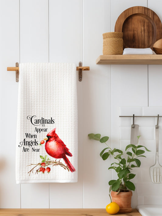Cardinals Appear when Angels are Near Kitchen Towel