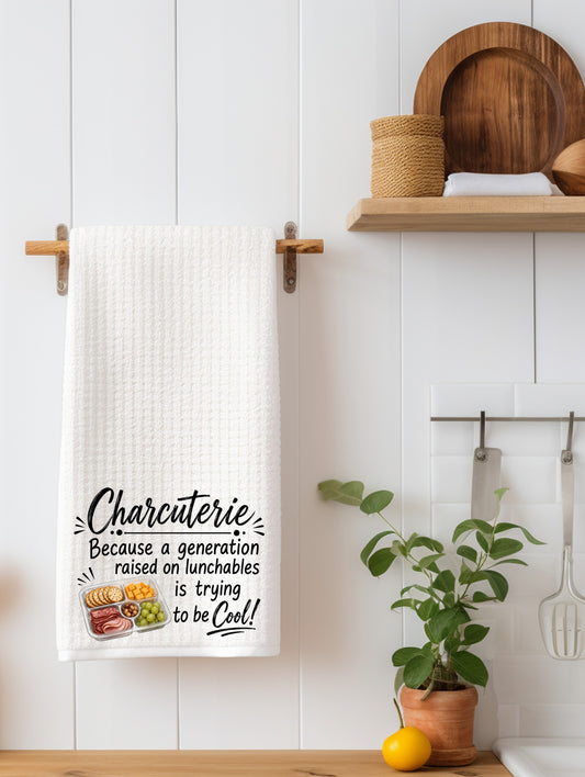 Charcuterie Because a Generation Kitchen Towel - Waffle Weave Kitchen Towel