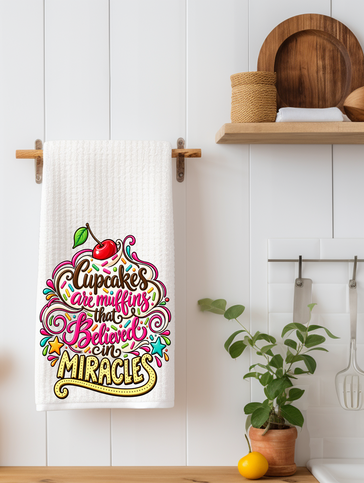 Cupcakes Are Muffins That Believed in Miracles Kitchen Towel
