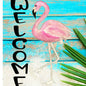 Flamingo Welcome Garden Flag image 0