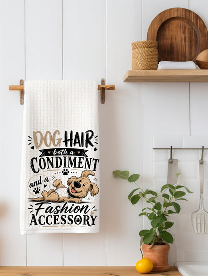 Dog Hair Both A Condiment | Dog Lover Gift | Waffle Weave Kitchen Towel