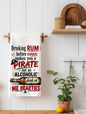 "Drinking Rum Before Noon Makes You a Pirate" Funny Rum Kitchen Towel | Rum Lover Gift