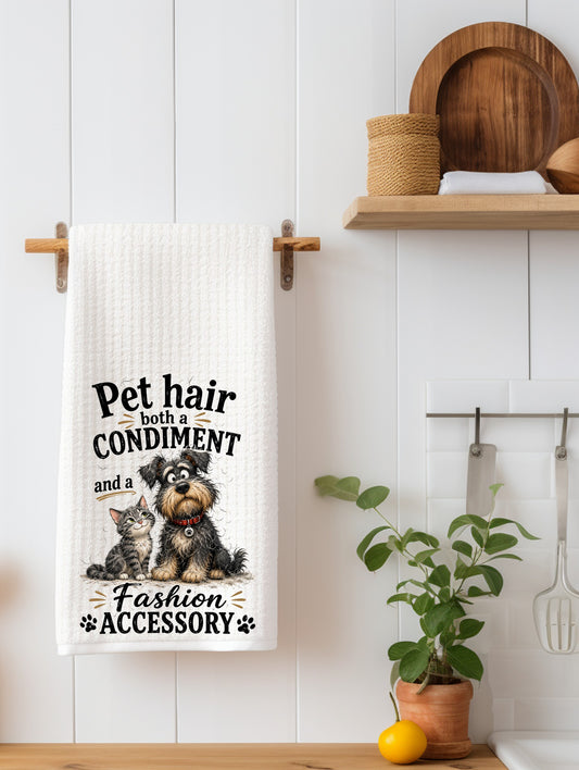 Pet Hair Both A Condiment and a Fashion Accessory Kitchen Towel | Dog & Cat Lover