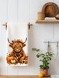Fall Highland Cow Kitchen Towel | Autumn Animal Decor