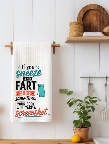 If you sneeze and fart at the same time... | Funny Age Kitchen Towel