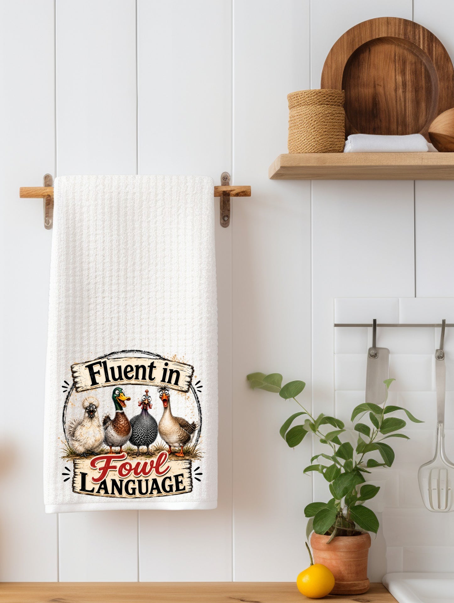 Fluent in Fowl Language Funny Chicken Kitchen Towel | Chicken Lover Gift