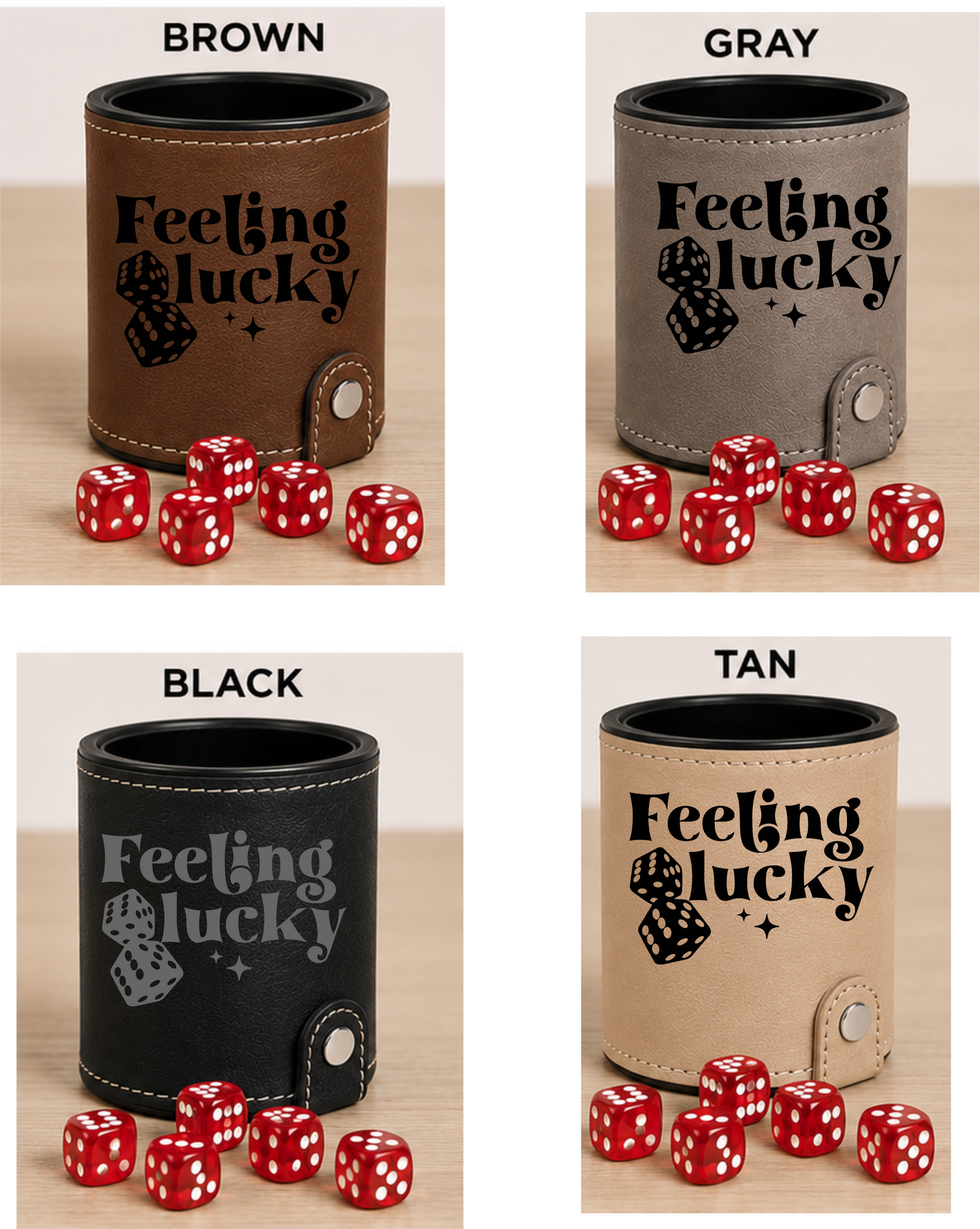 Dice Cup Feeling Lucky - Leatherette Dice Cup