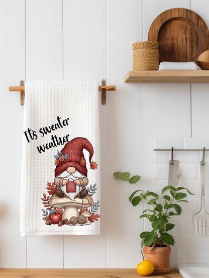 Gnome Sweater Weather Kitchen Towel | Fall Gnome Decor