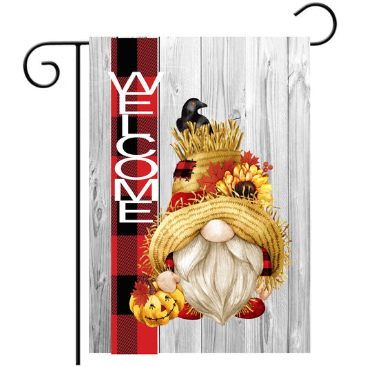 Welcome Gnome Garden Flag