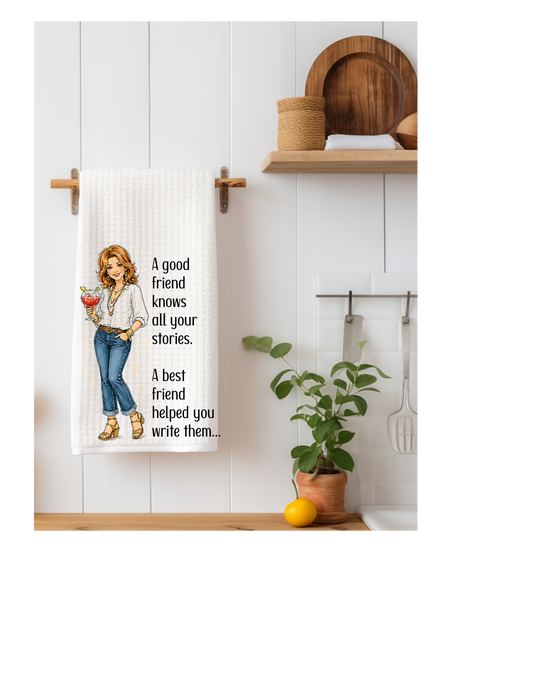 A Good Friend Knows All Your Stories Funny Kitchen Towel | Best Friend Gift