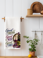 Good Friends, Good Wine, Good Times | Funny Wine Kitchen Towel | Wine Lover Gift