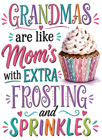 "Grandmas Are Like Moms With Extra Frosting & Sprinkles" Funny Kitchen Towel | Grandma Gift | SassySotaGirl