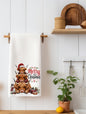 Merry Christmas Stacked Highland Cow Kitchen Towel | Holiday Decor