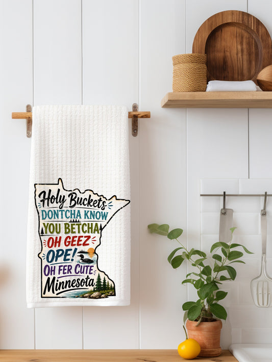 Holy Buckets Minnesota Shape Kitchen Towel | Minnesota Gift