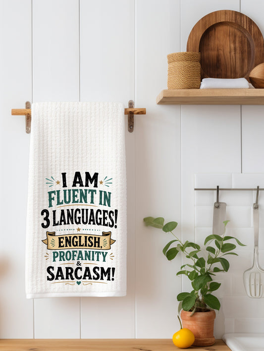 I Am Fluent in 3 Languages | Funny Kitchen Towel