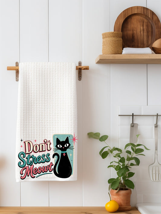 Don't Stress Meowt Funny Cat Kitchen Towel | Cat Lover Gift