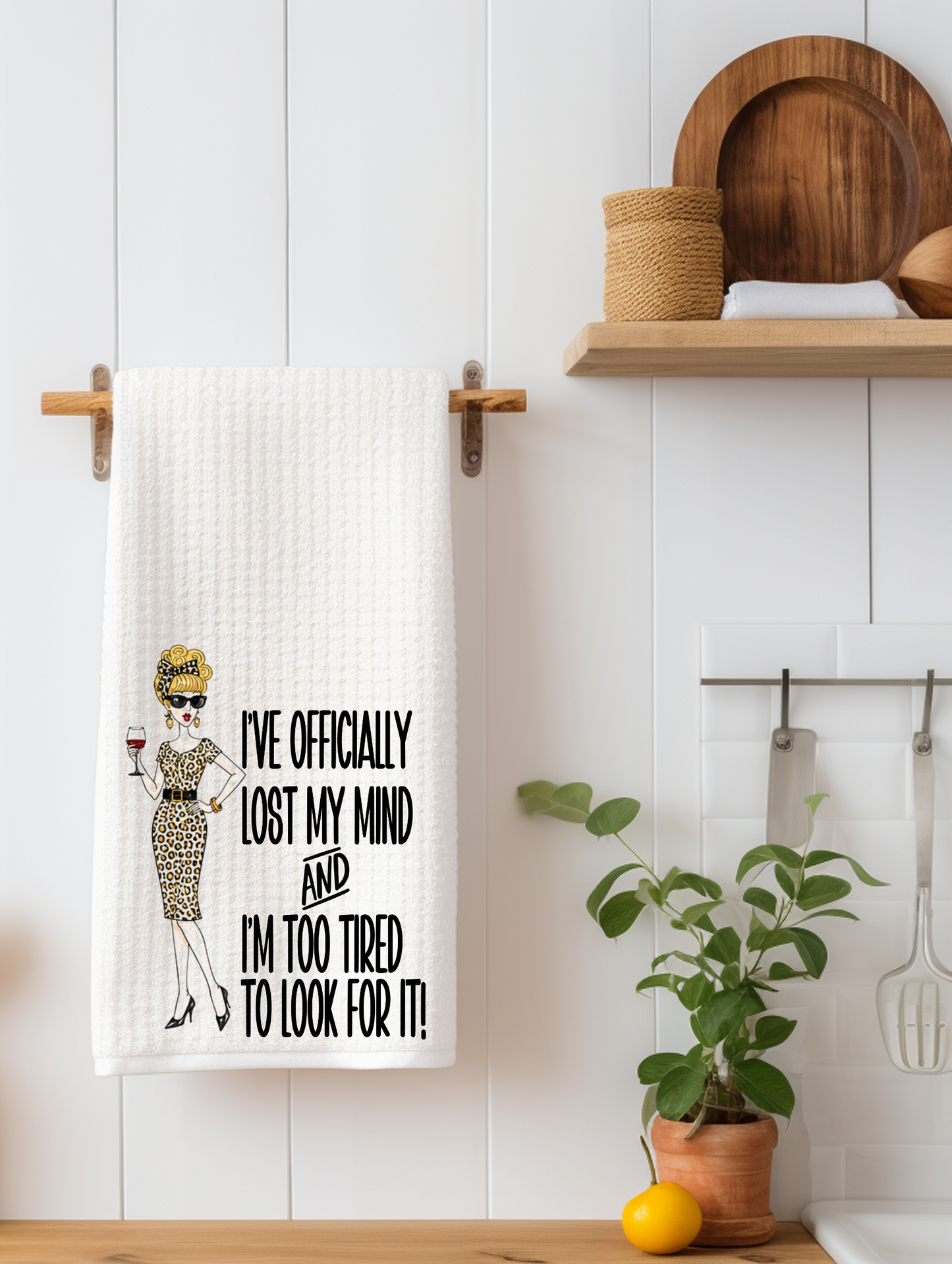 I've officially Lost My Mind Funny Age Waffle Weave - Waffle Weave Kitchen Towel