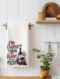 "I'm Outdoorsy, I Drink My Wine on the Patio" Funny Wine Kitchen Towel | Wine Lover Gift