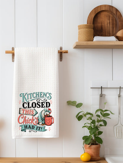 Kitchen Closed Funny Chicken Kitchen Towel | Chicken Lover Gift