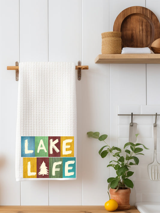 Lake Life Color Block Kitchen Towel