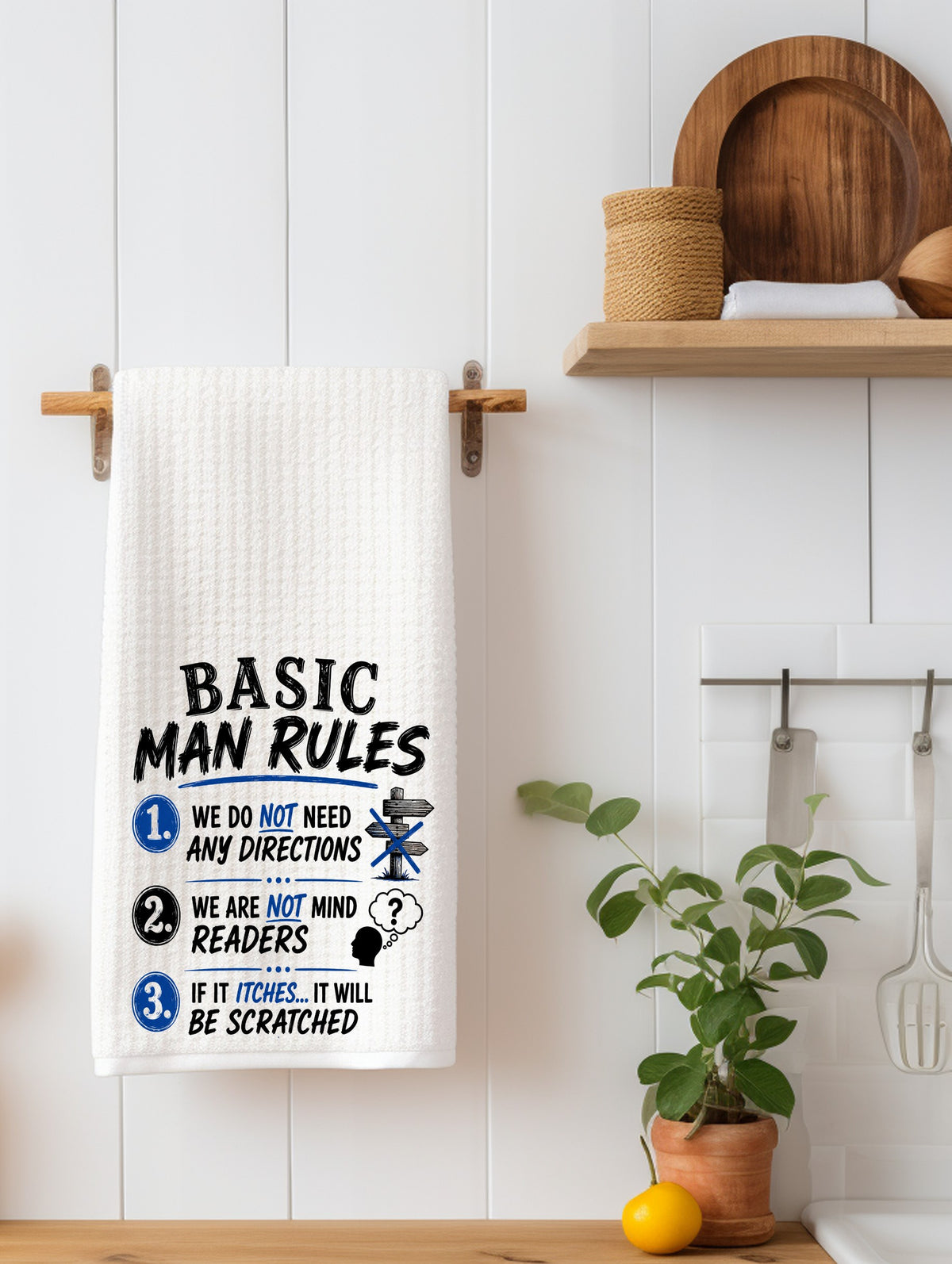 Basic Man Rules | Funny Kitchen Towel