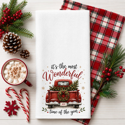 Red Christmas Truck Kitchen Towel | Farmhouse Holiday Decor | SassySotaGirl