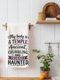 "My Body is a Temple..." Funny Aging Kitchen Towel | Funny Age Gift |