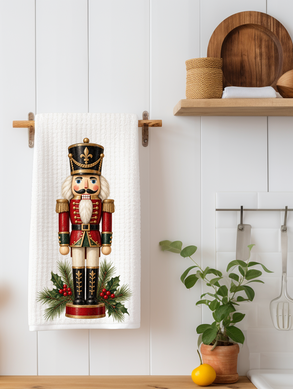 Nutcracker Red Holiday Kitchen Towel | Holiday Decor