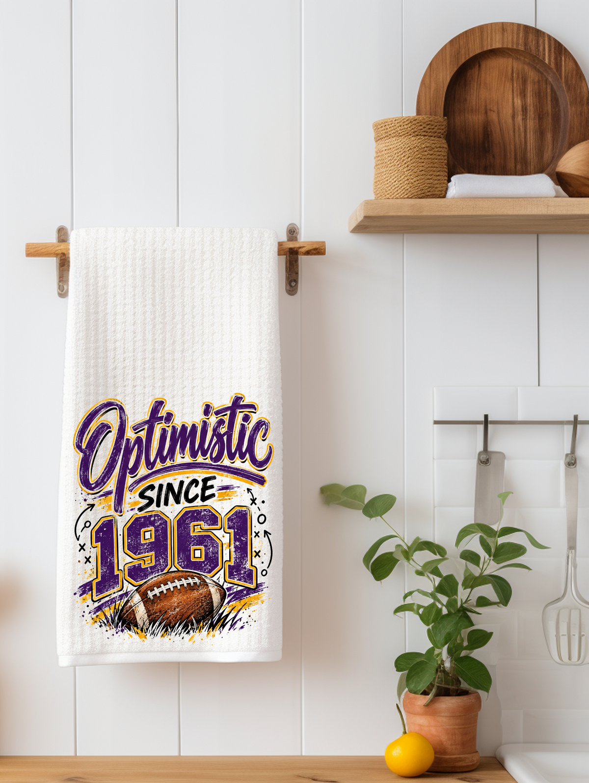 Optimistic Since 1961 Kitchen Towel | Football Fan Gift