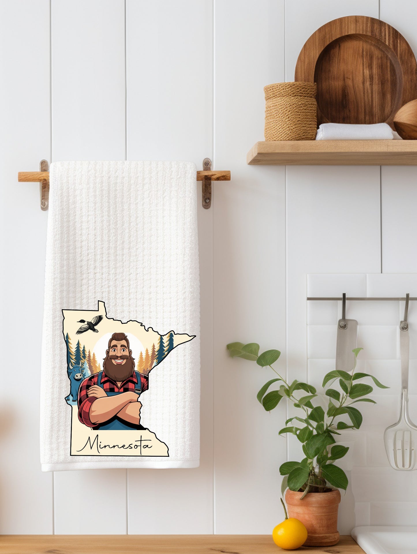 Paul Bunyan & Babe Minnesota | Minnesota Kitchen Towel