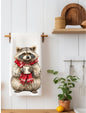 Raccoon With Hot Cocoa Kitchen Towel | Woodland Decor