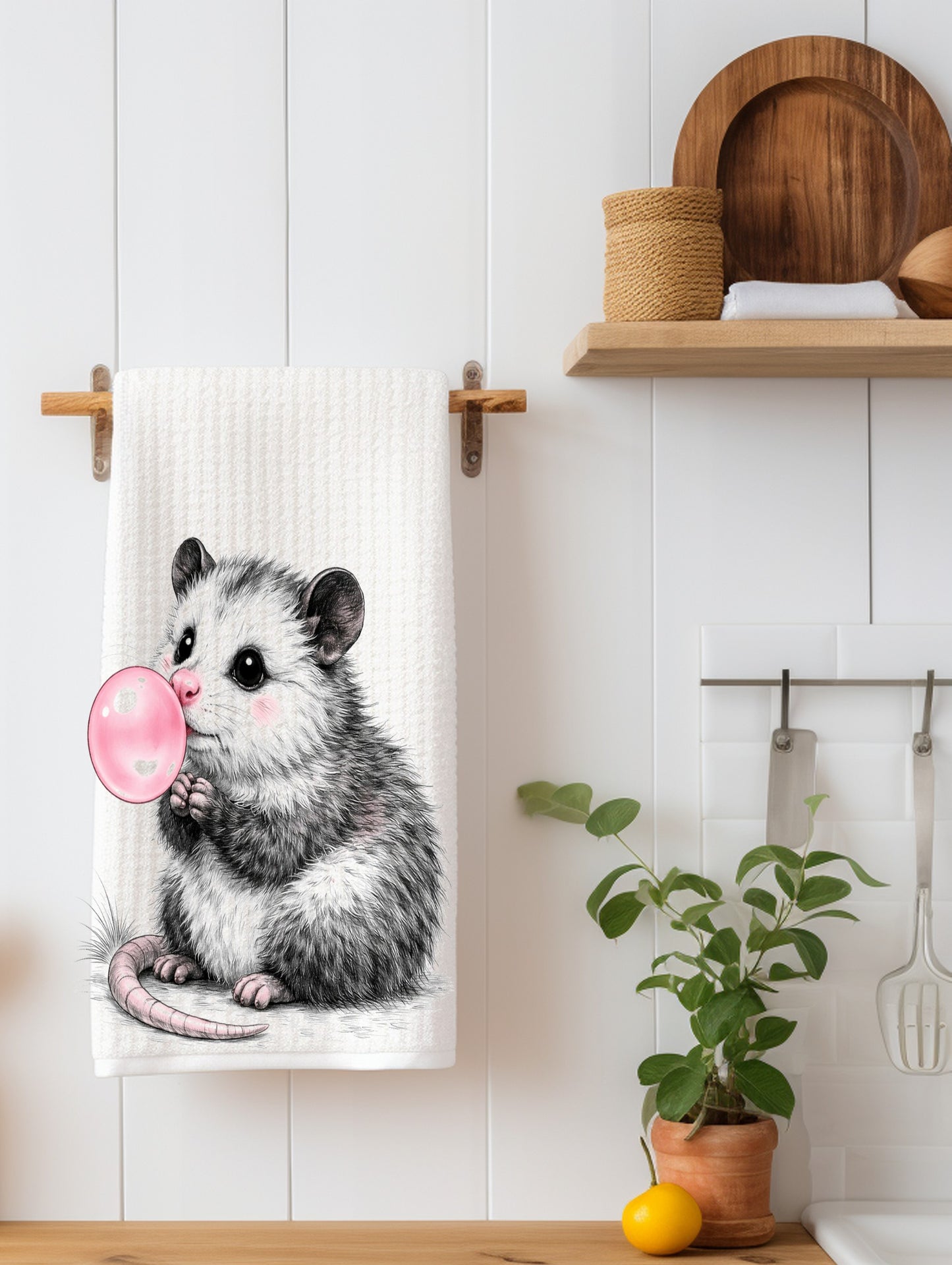 Possum Blowing a Bubble | Woodland Kitchen Towel