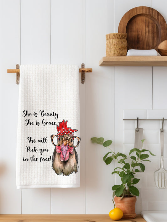 She is Beauty She is Grace Chicken Kitchen Towel