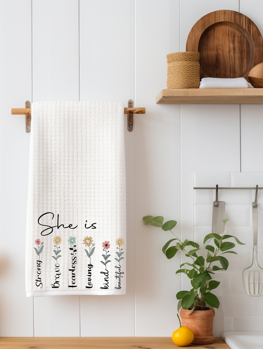 She Is Inspirational Kitchen Towel | Gift for Her
